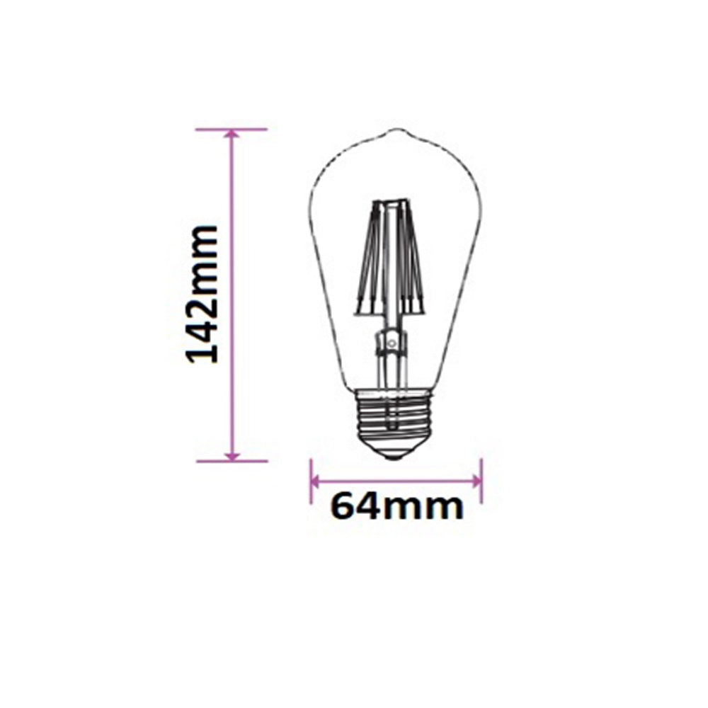 Lampadina LED filamento E27 8W – Vetro trasparente, luce calda 3000K - ambraled