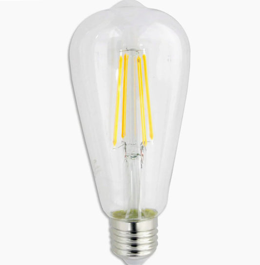 Lampadina LED filamento E27 8W – Vetro trasparente, luce calda 3000K - ambraled