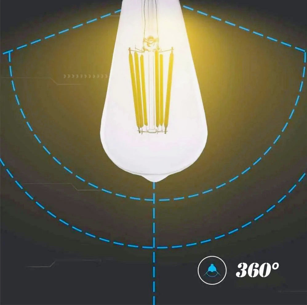 Lampadina LED filamento E27 8W – Vetro trasparente, luce calda 3000K - ambraled