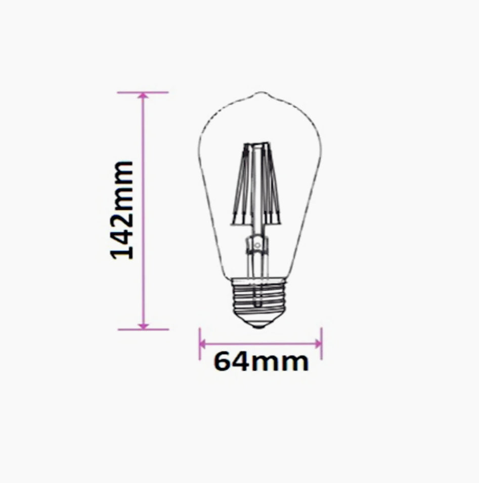 Lampadina LED filamento E27 8W – Vetro trasparente, luce calda 3000K - ambraled