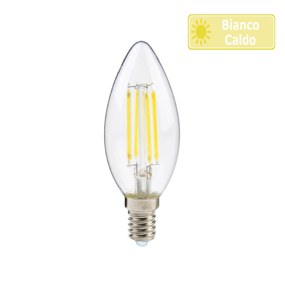 Lampadina LED filamento forma candela E14 4W – 3000K/4000K/6500K - ambraled