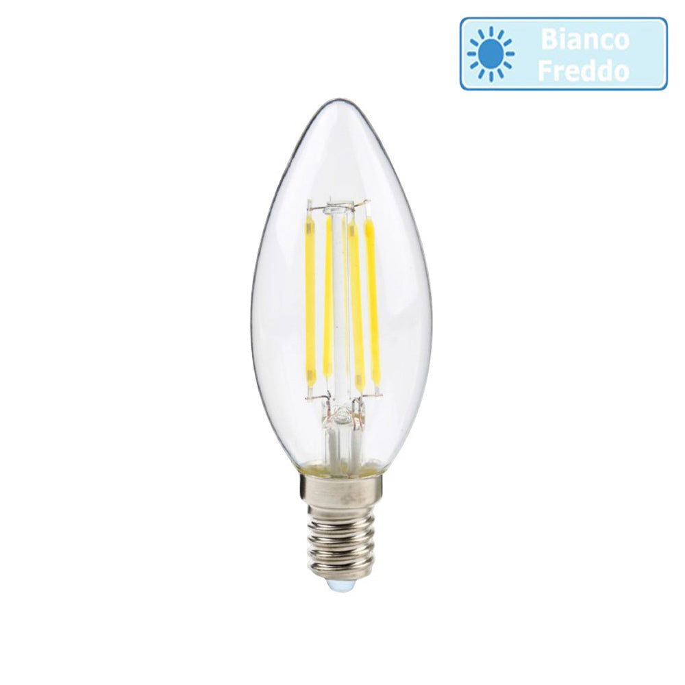 Lampadina LED filamento forma candela E14 4W – 3000K/4000K/6500K - ambraled
