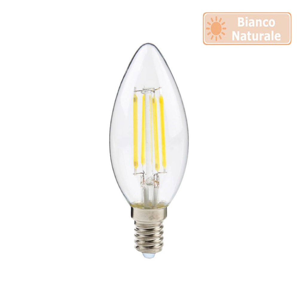 Lampadina LED filamento forma candela E14 4W – 3000K/4000K/6500K - ambraled