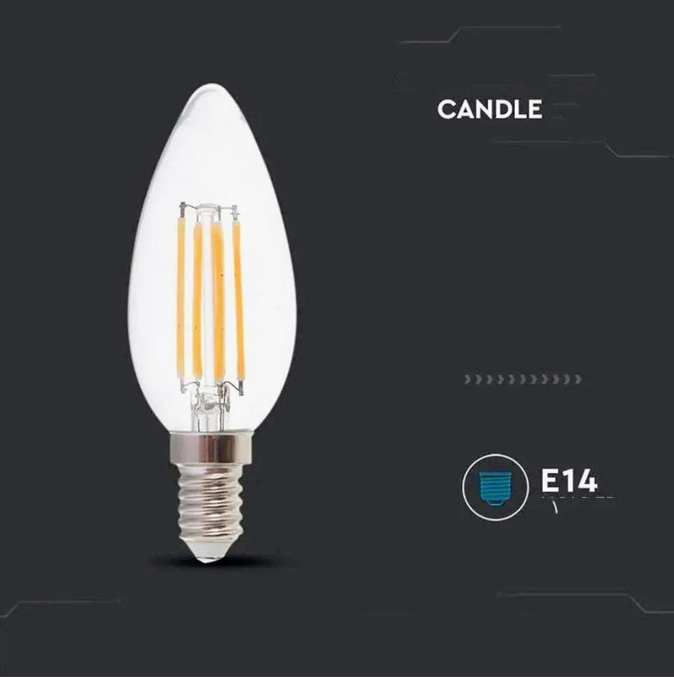 Lampadina LED filamento forma candela E14 4W – 3000K/4000K/6500K - ambraled
