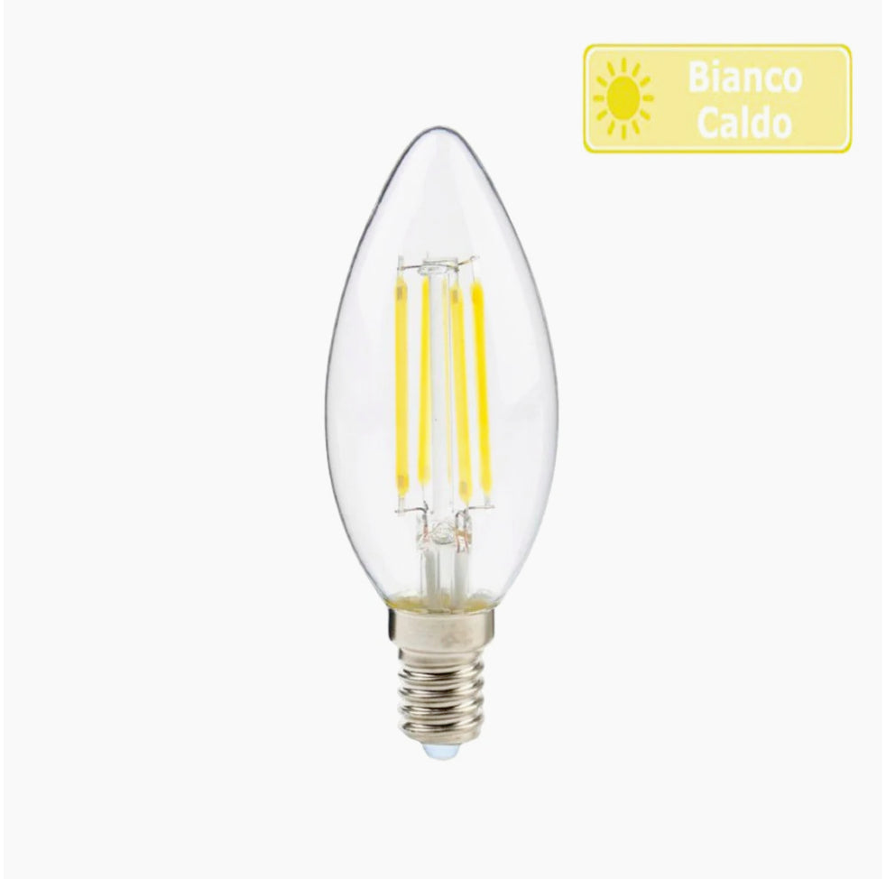 Lampadina LED filamento forma candela E14 4W – 3000K/4000K/6500K - ambraled