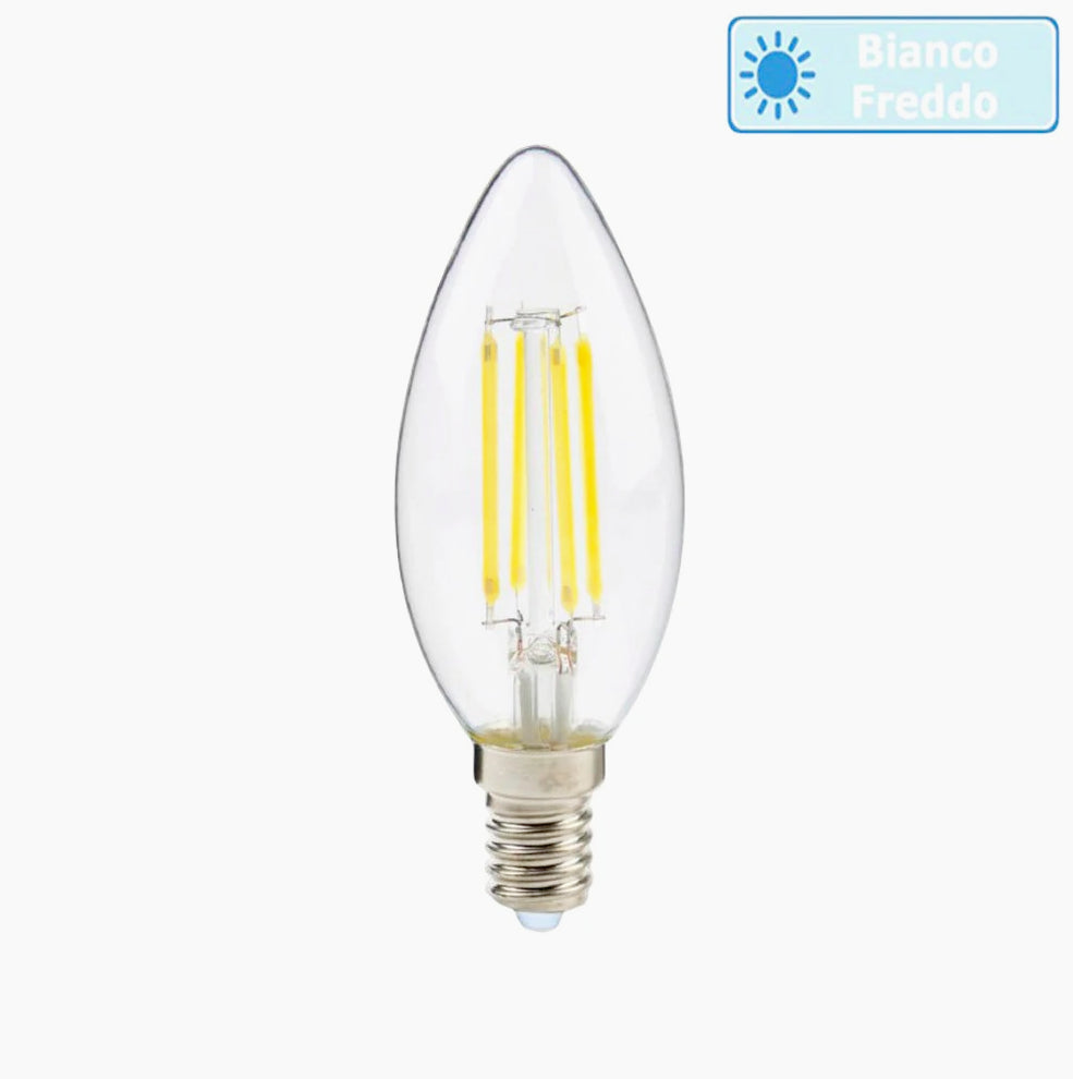 Lampadina LED filamento forma candela E14 4W – 3000K/4000K/6500K - ambraled