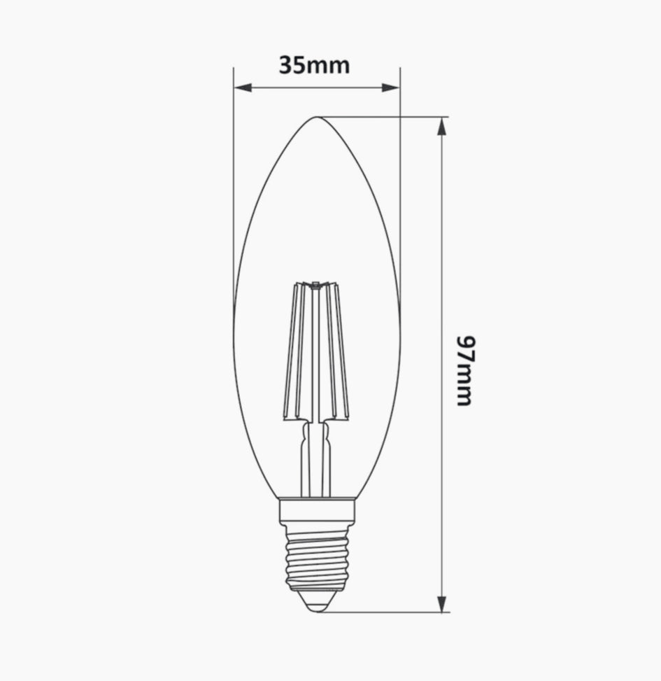 Lampadina LED filamento forma candela E14 4W – 3000K/4000K/6500K - ambraled