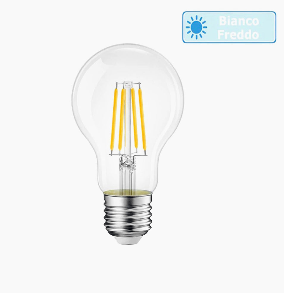 Lampadina LED filamento vetro E27 4W – A60 3000K/4000K/6500K - ambraled