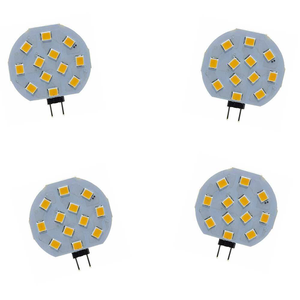 Set 4 lampadine LED G4 12 LED 2W, luce 3000K/4000K/6500K, a piastra tonda - ambraled