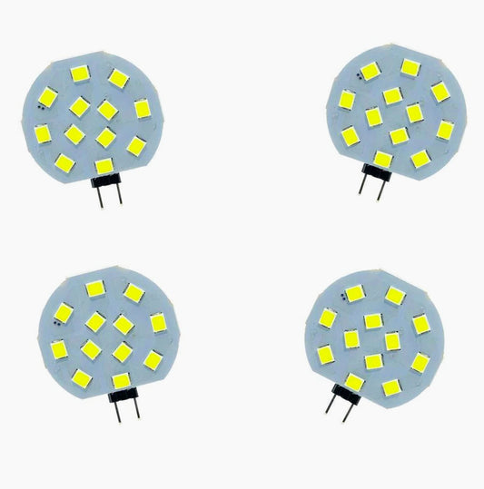 Set 4 lampadine LED G4 12 LED 2W, luce 3000K/4000K/6500K, a piastra tonda - ambraled