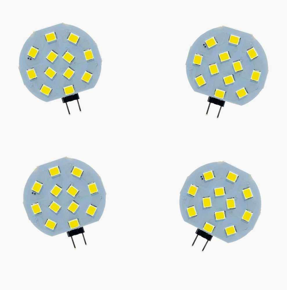 Set 4 lampadine LED G4 12 LED 2W, luce 3000K/4000K/6500K, a piastra tonda - ambraled