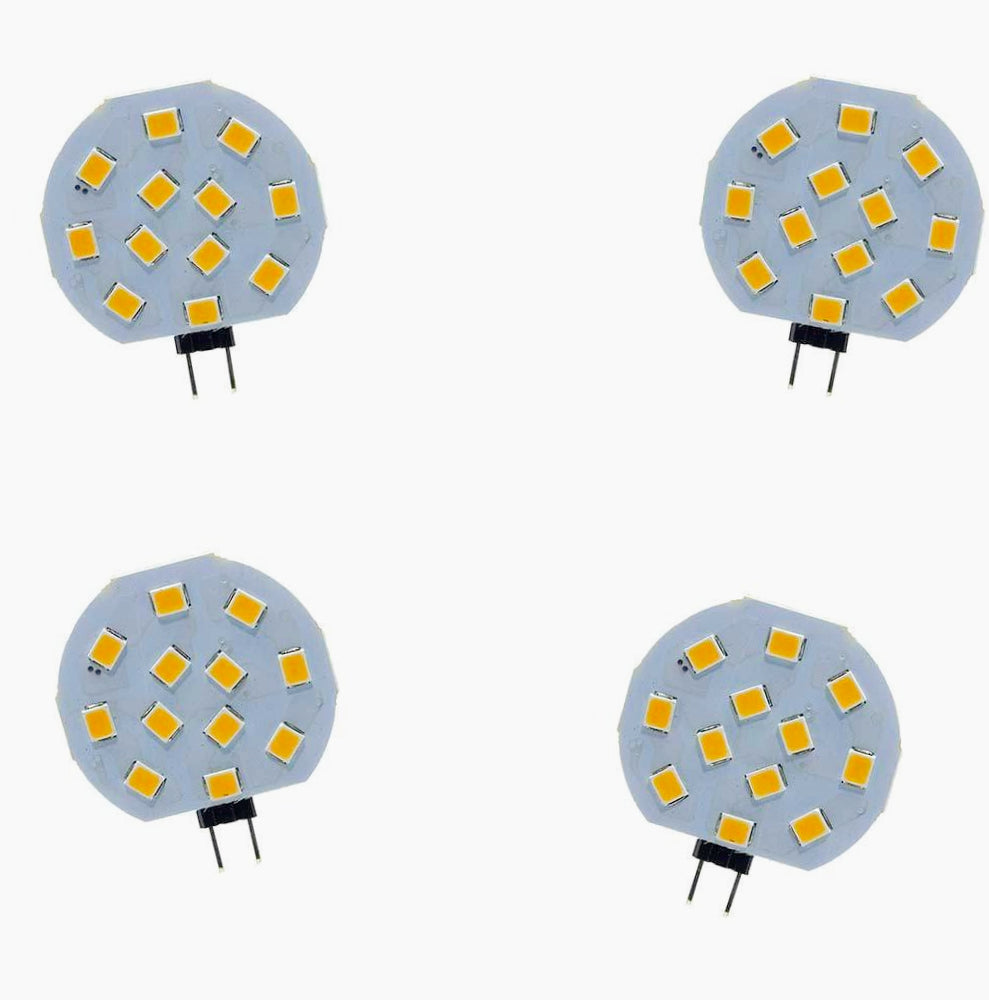 Set 4 lampadine LED G4 12 LED 2W, luce 3000K/4000K/6500K, a piastra tonda - ambraled
