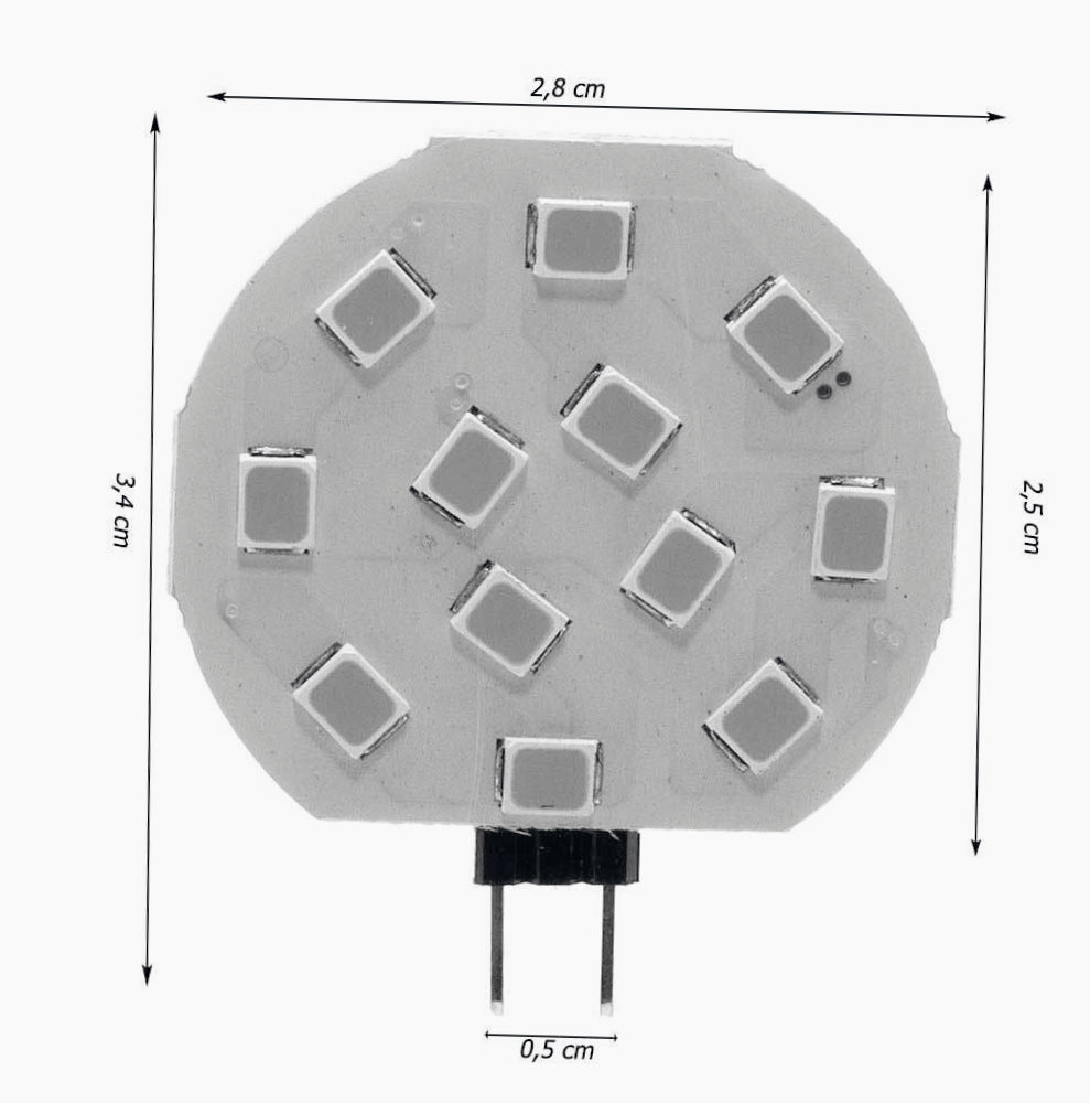 Set 4 lampadine LED G4 12 LED 2W, luce 3000K/4000K/6500K, a piastra tonda - ambraled