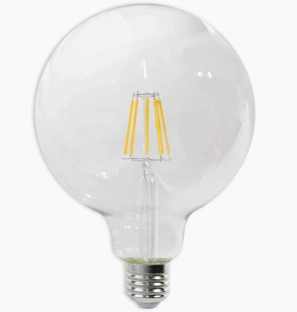 Lampadina LED filamento in vetro trasparente E27 8W – Globo G125 2700K - ambraled