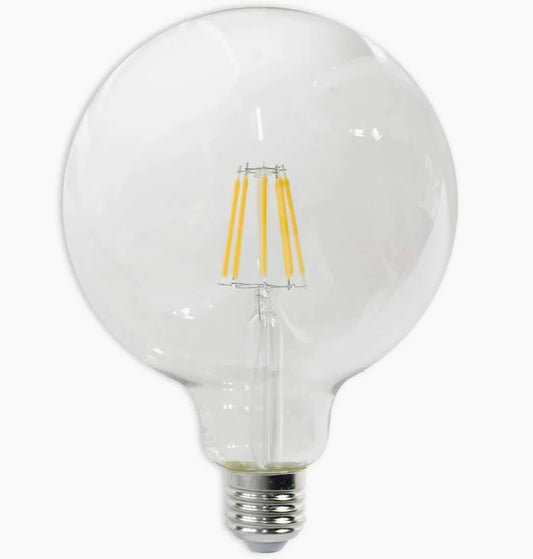 Lampadina LED filamento in vetro trasparente E27 8W – Globo G125 2700K - ambraled