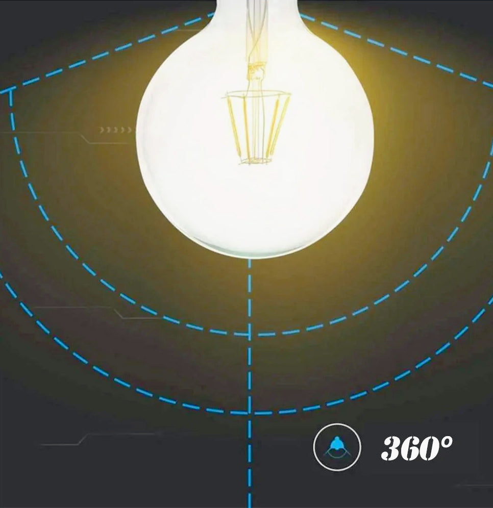 Lampadina LED filamento in vetro trasparente E27 8W – Globo G125 2700K - ambraled