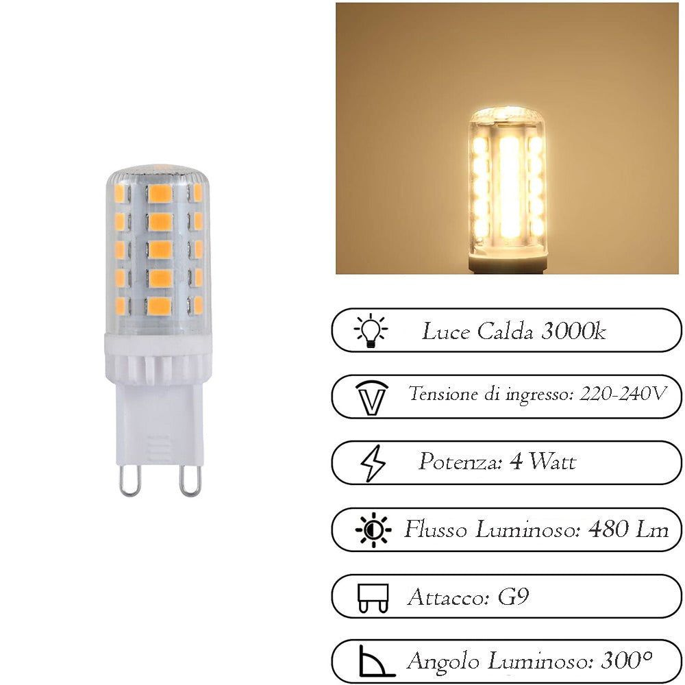 Lampadina LED SMD G9 4W – 3000K/4000K/6500K trasparente - ambraled
