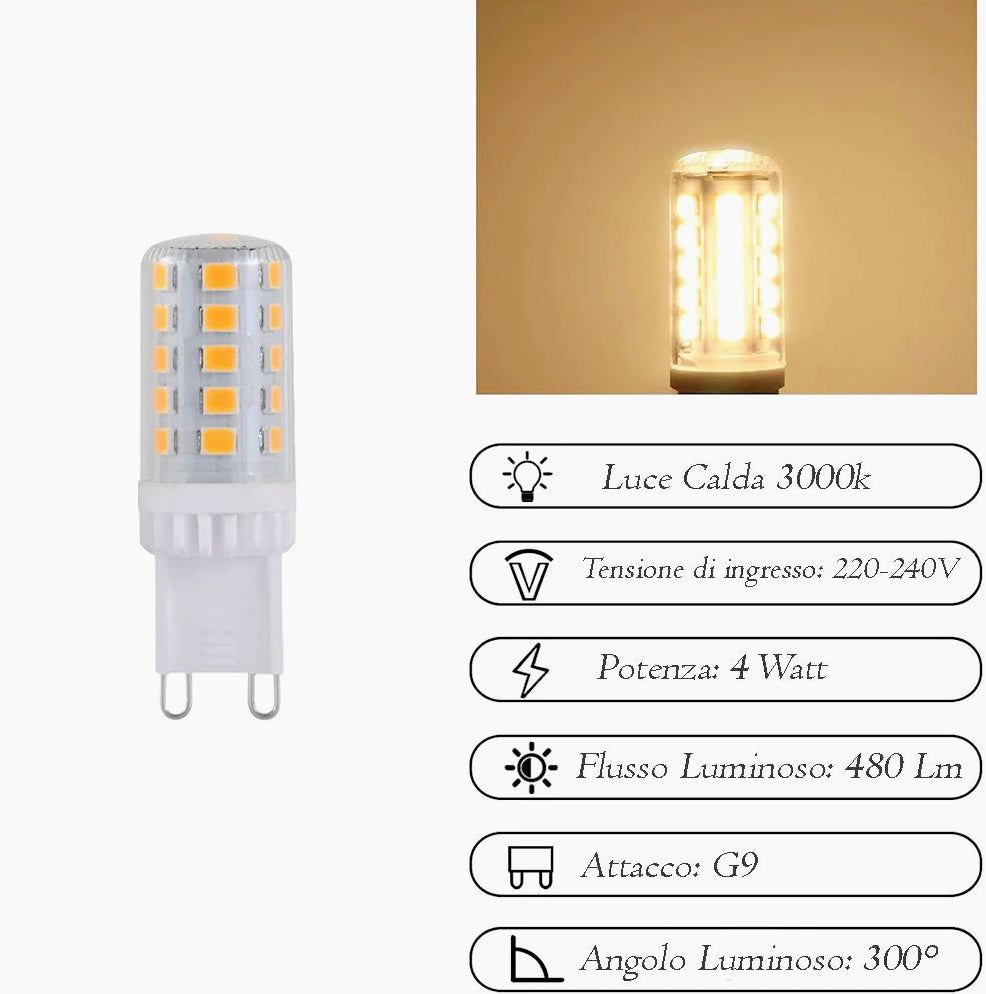 Lampadina LED SMD G9 4W – 3000K/4000K/6500K trasparente - ambraled