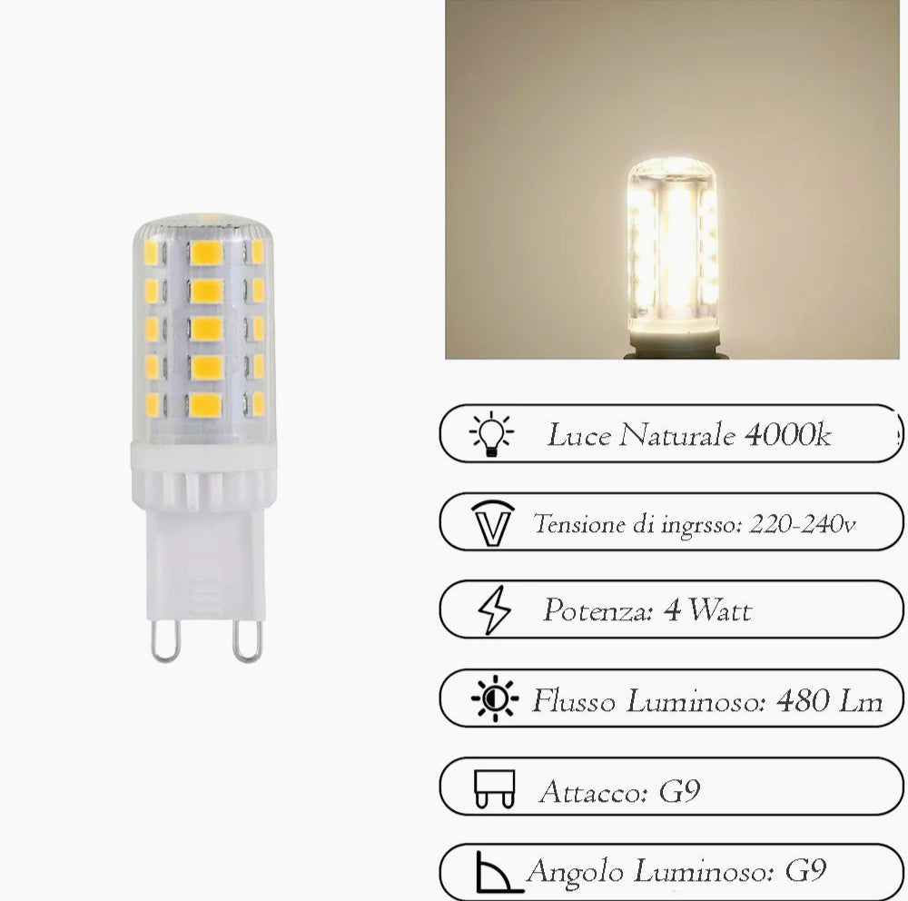 Lampadina LED SMD G9 4W – 3000K/4000K/6500K trasparente - ambraled
