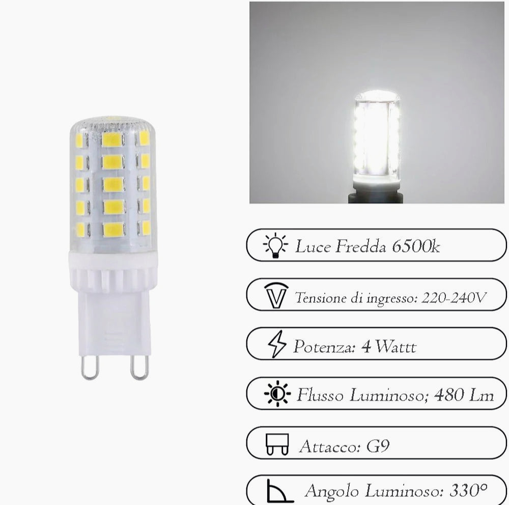 Lampadina LED SMD G9 4W – 3000K/4000K/6500K trasparente - ambraled