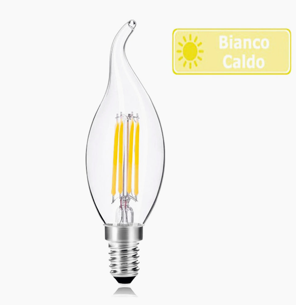Lampadina LED vetro filamento 4W – E14 luce colpo di vento - ambraled