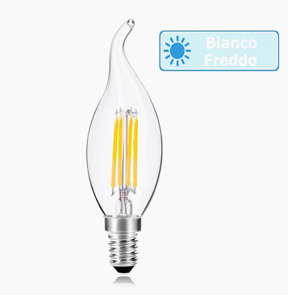 Lampadina LED vetro filamento 4W – E14 luce colpo di vento - ambraled