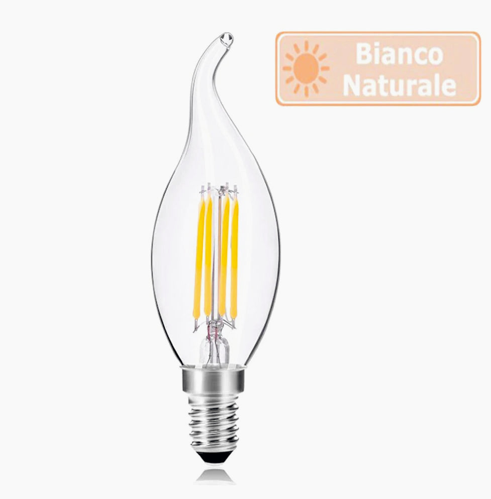 Lampadina LED vetro filamento 4W – E14 luce colpo di vento - ambraled