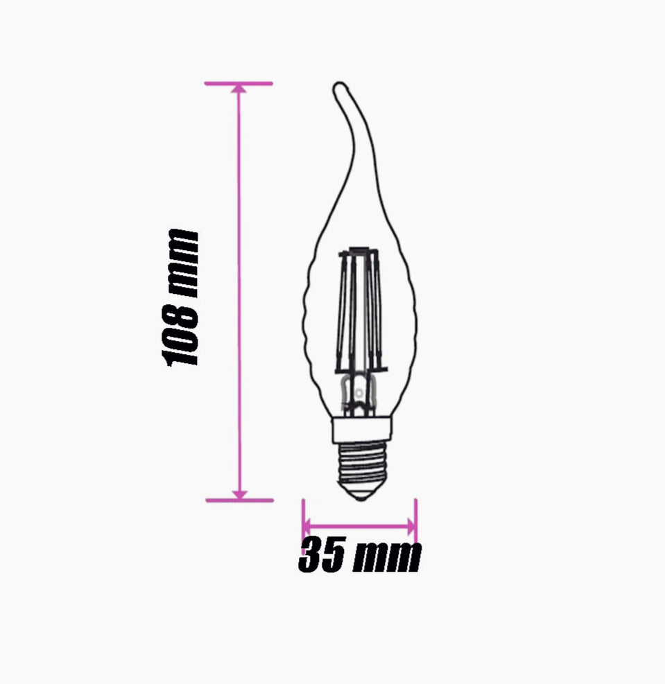 Lampadina LED vetro filamento 4W – E14 luce colpo di vento - ambraled