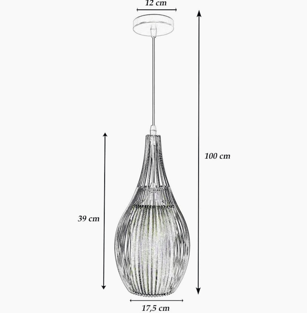 Lampadario da soffitto pendente – Sospensione ovale, attacco E27 - ambraled