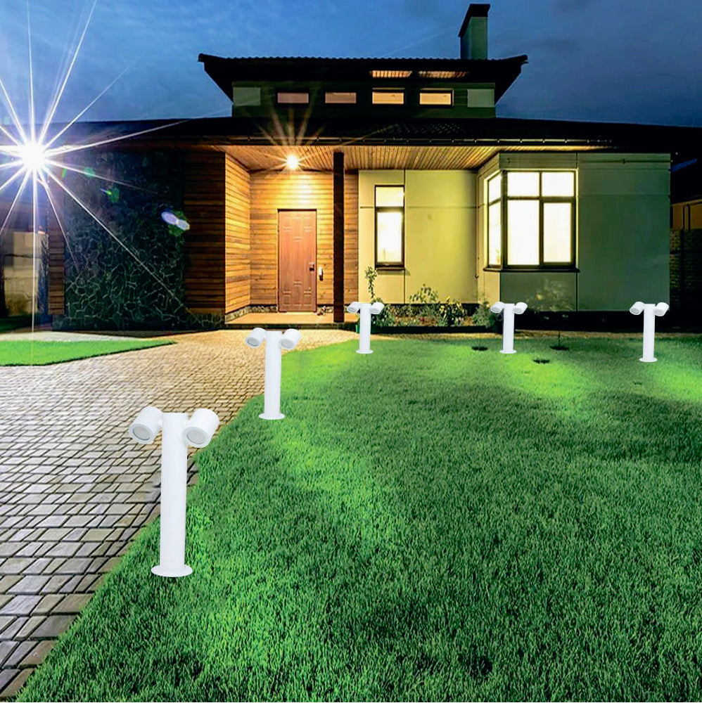 Lampione giardino 2 diffusori – GU10 orientabili IP44 - ambraled