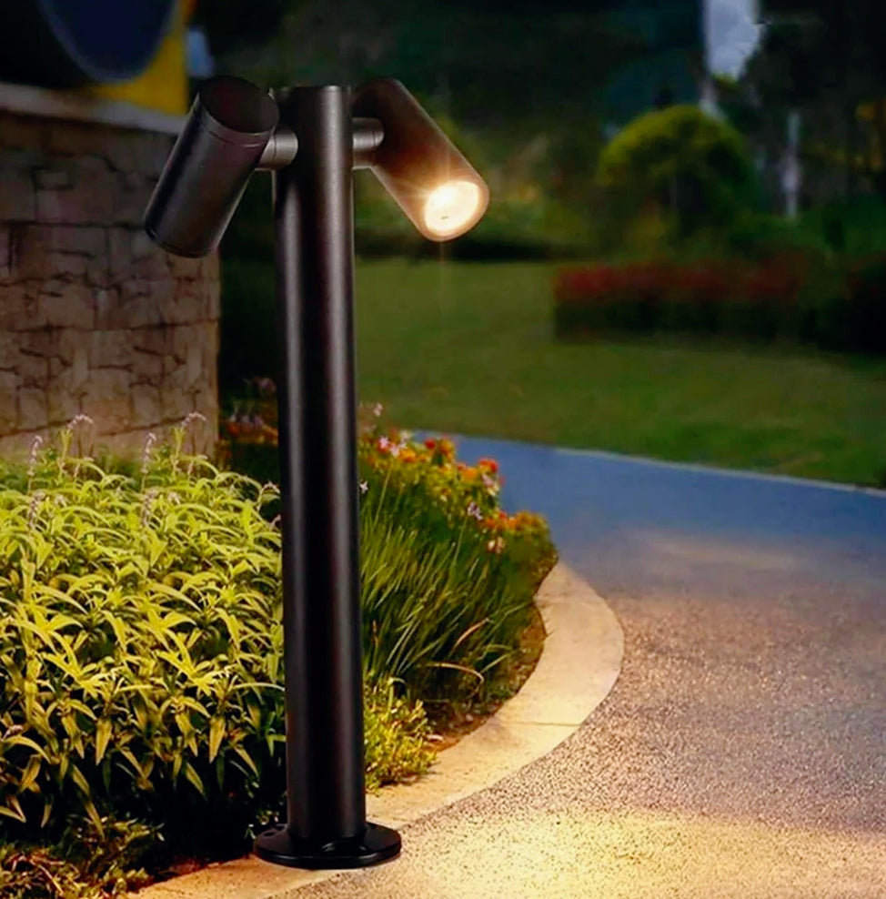 Lampione giardino 2 diffusori – GU10 orientabili IP44 - ambraled