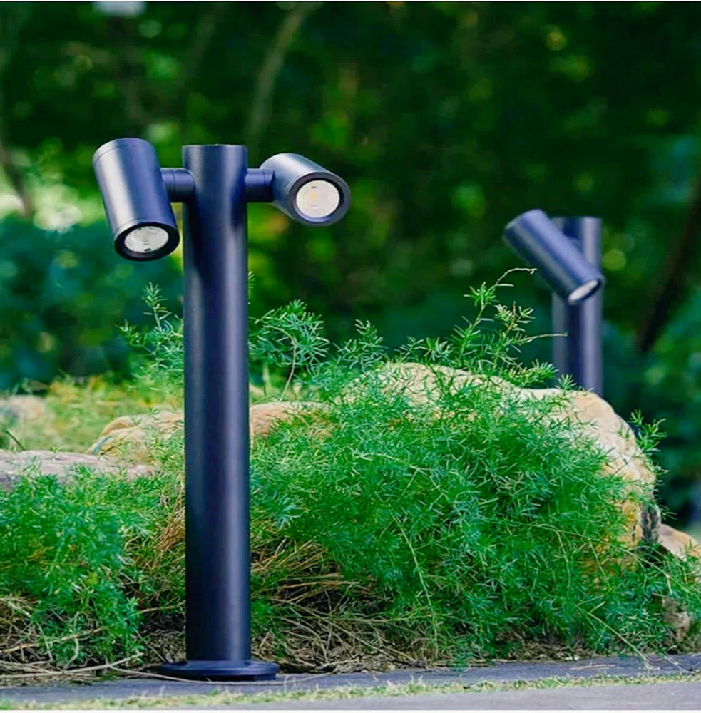 Lampione giardino 2 diffusori – GU10 orientabili IP44 - ambraled
