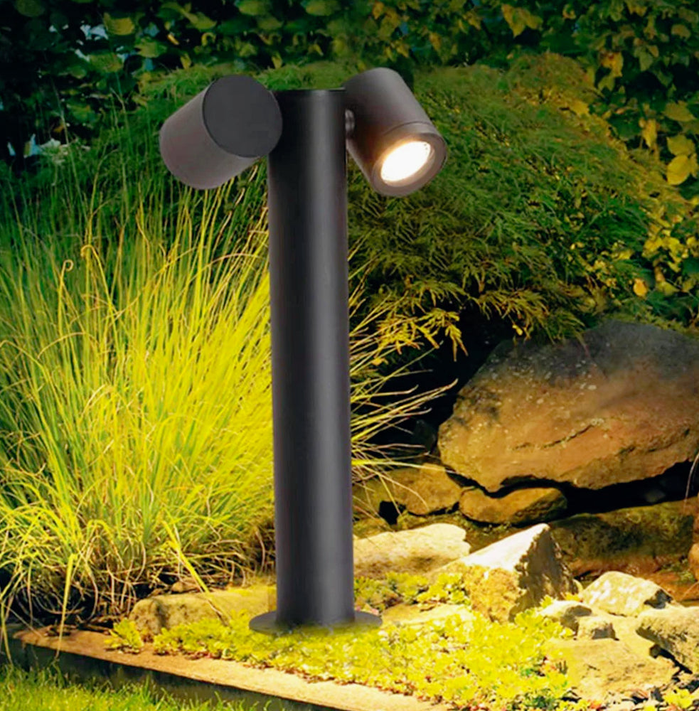 Lampione giardino 2 diffusori – GU10 orientabili IP44 - ambraled