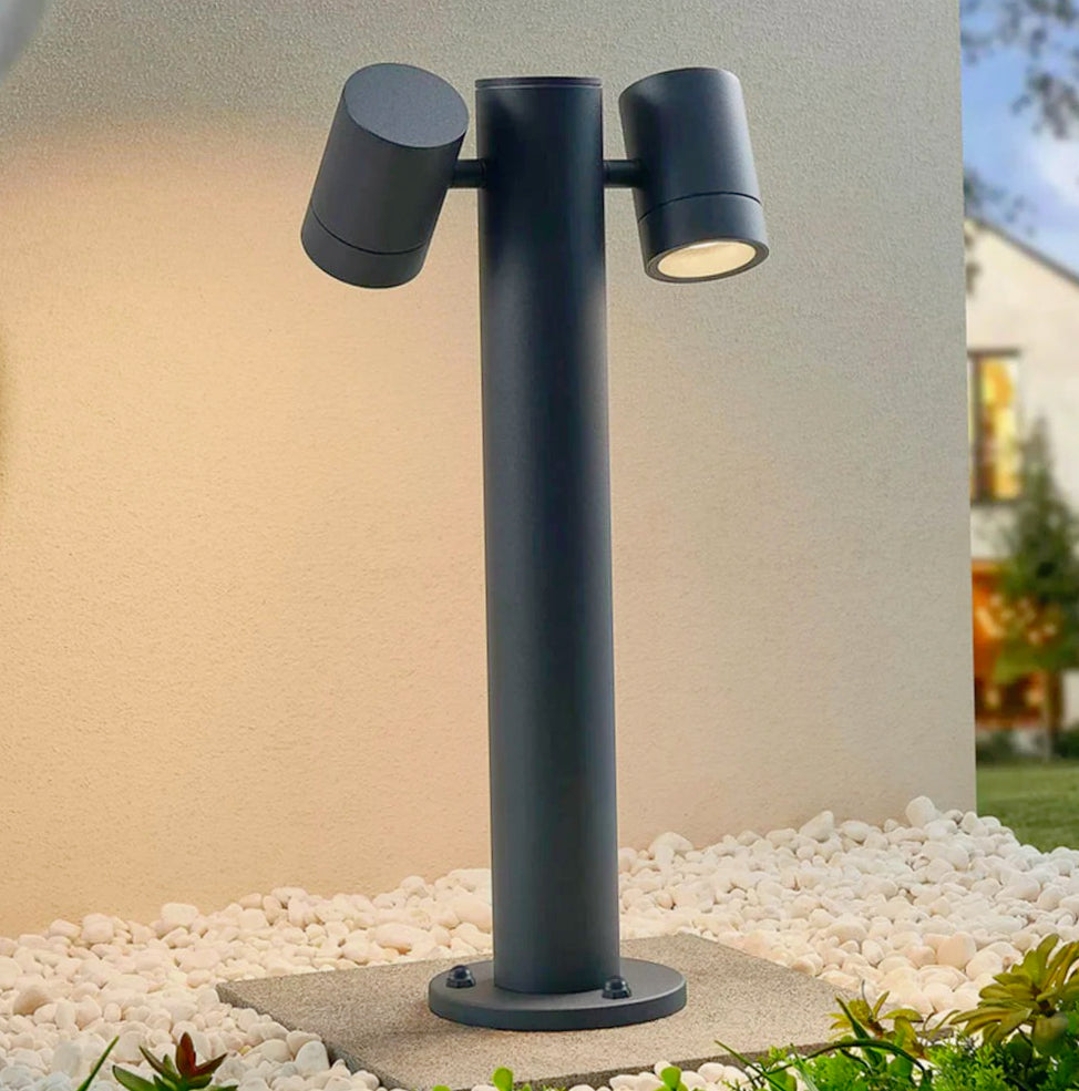 Lampione giardino 2 diffusori – GU10 orientabili IP44 - ambraled