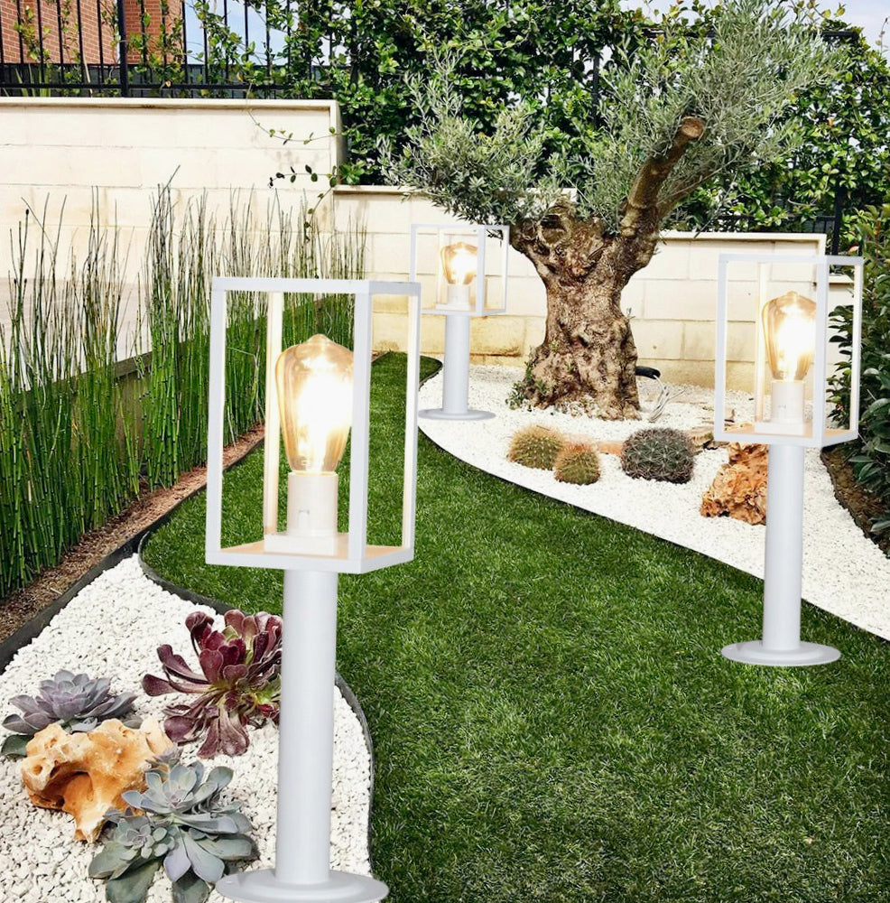 Lampione giardino 48cm – Bianco/Nero E27 IP44 vialetti - ambraled