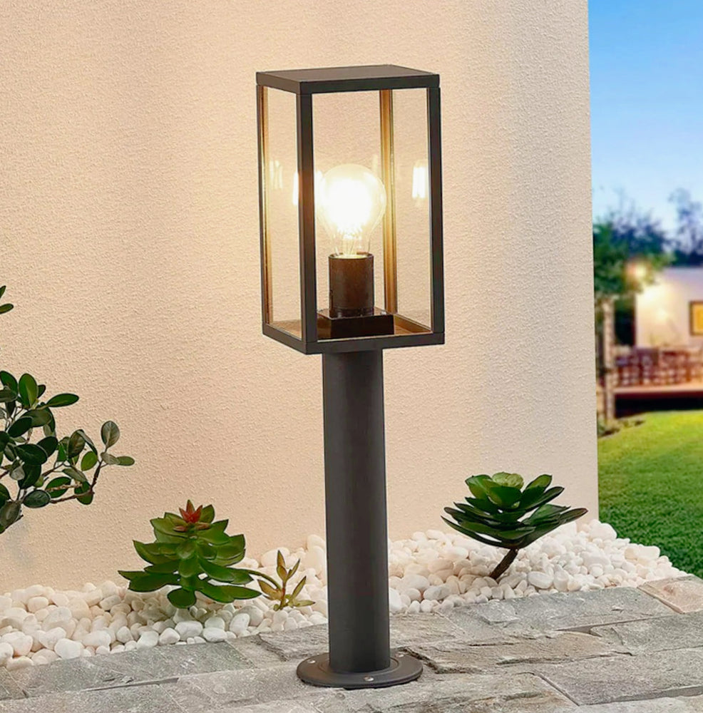 Lampione giardino 48cm – Bianco/Nero E27 IP44 vialetti - ambraled