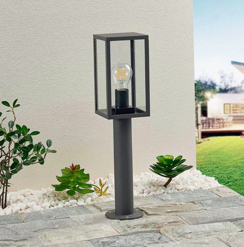 Lampione giardino 48cm – Bianco/Nero E27 IP44 vialetti - ambraled