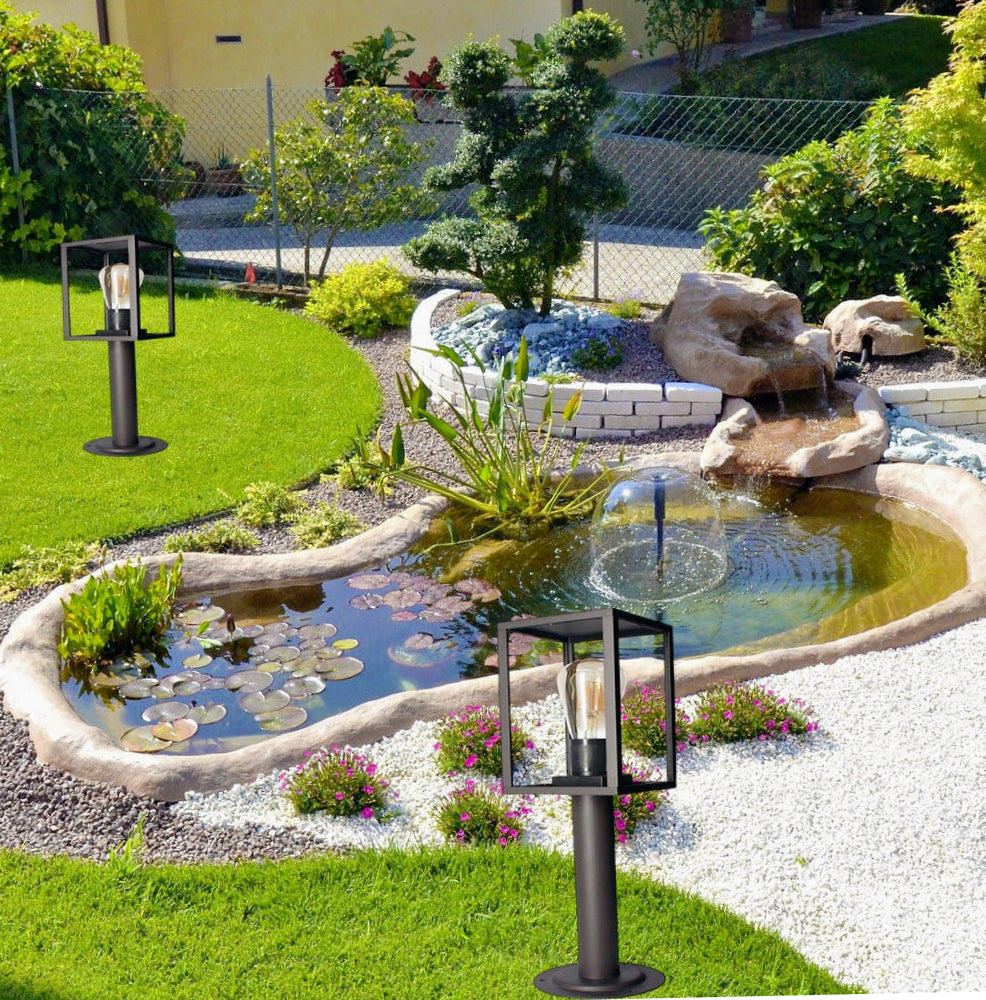 Lampione giardino 48cm – Bianco/Nero E27 IP44 vialetti - ambraled