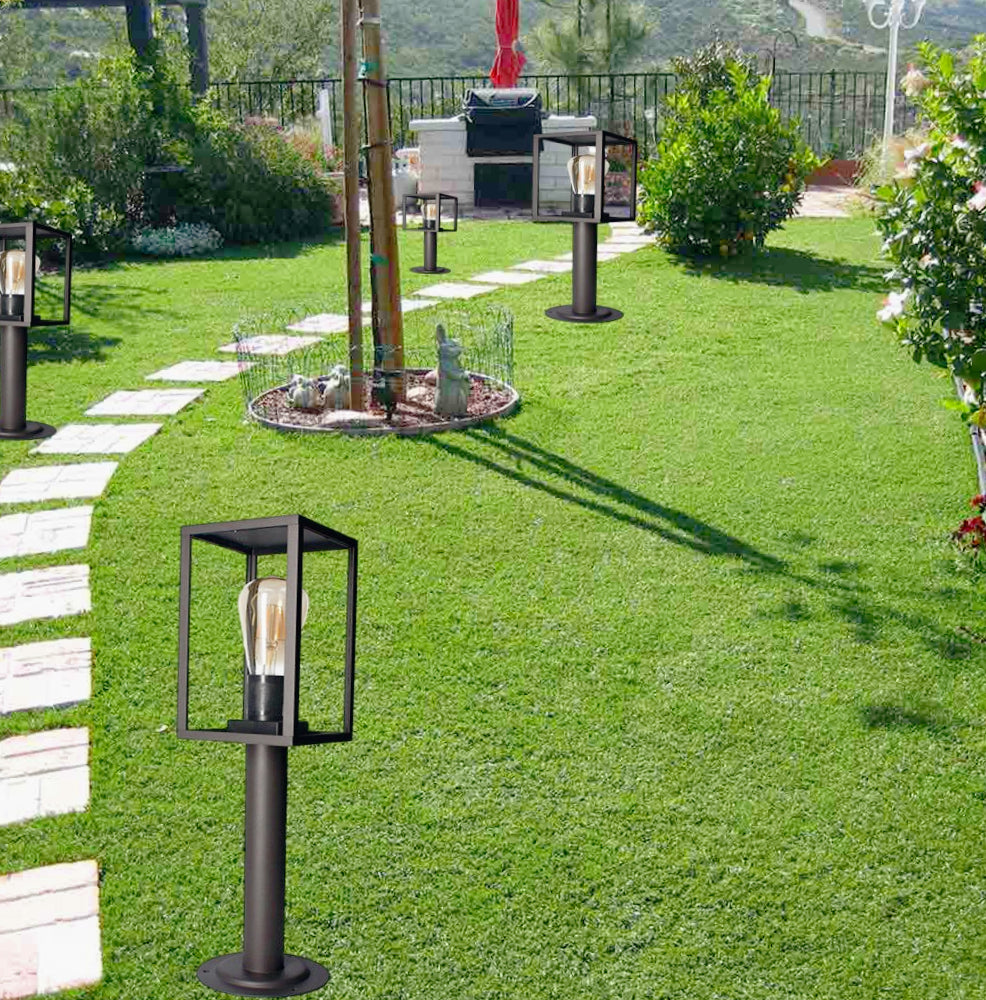 Lampione giardino 48cm – Bianco/Nero E27 IP44 vialetti - ambraled