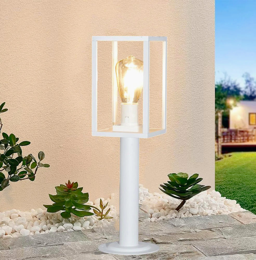 Lampione giardino 48cm – Bianco/Nero E27 IP44 vialetti - ambraled