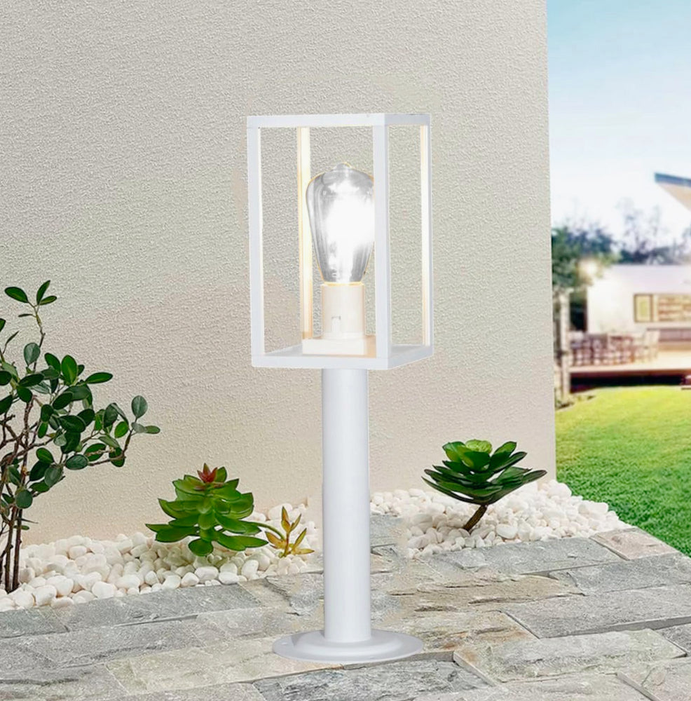 Lampione giardino 48cm – Bianco/Nero E27 IP44 vialetti - ambraled