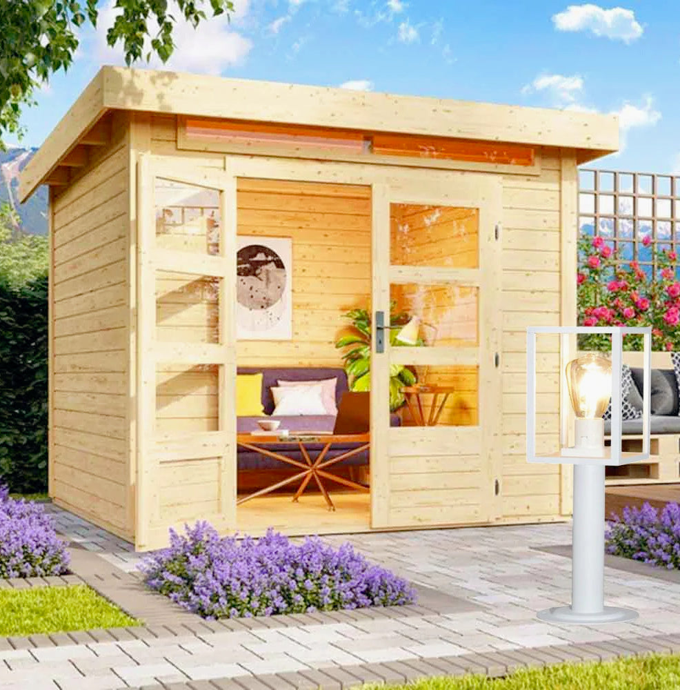 Lampione giardino 48cm – Bianco/Nero E27 IP44 vialetti - ambraled