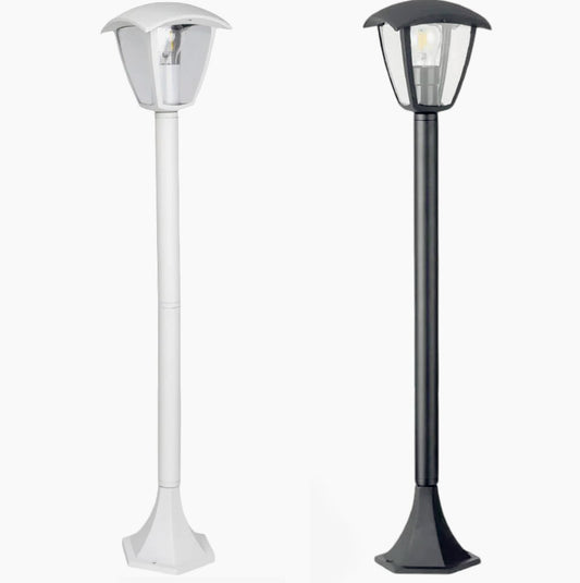 Lampione giardino 86 cm lanterna  con attacco E27 grigio e bianco IP44 - ambraled