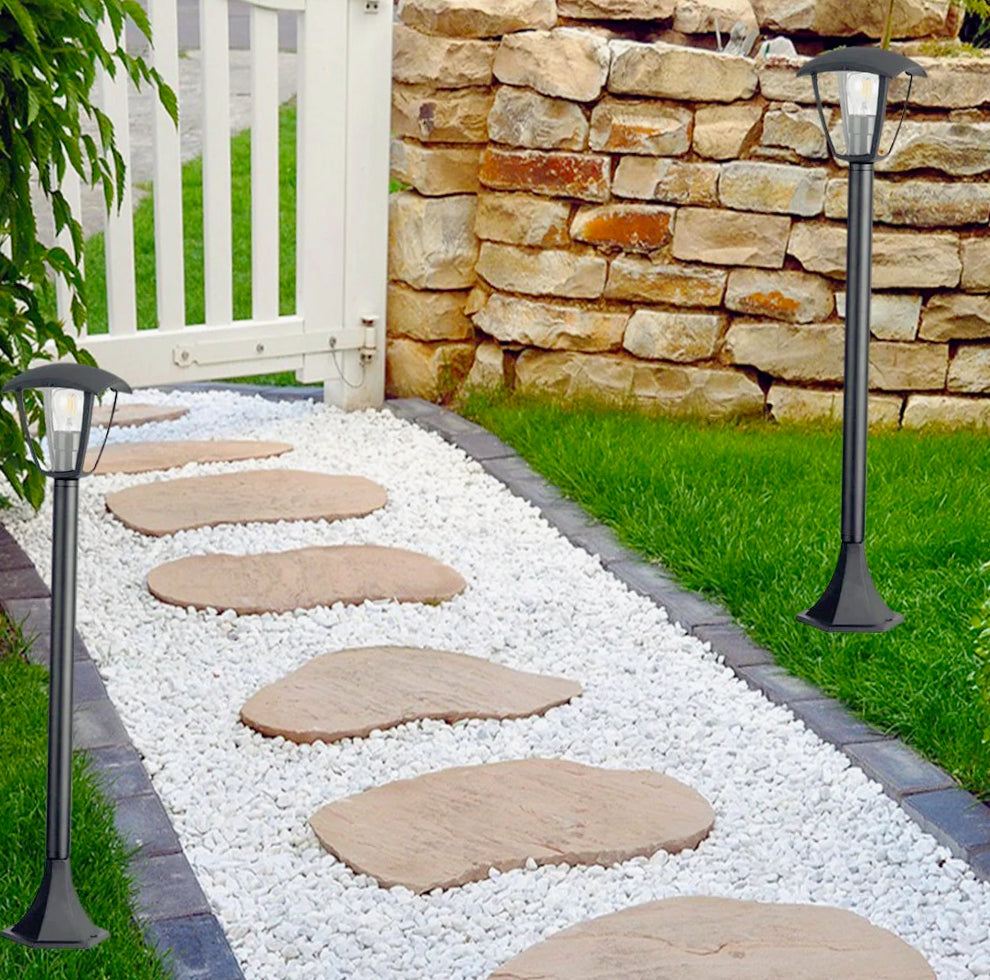 Lampione giardino 86 cm lanterna  con attacco E27 grigio e bianco IP44 - ambraled