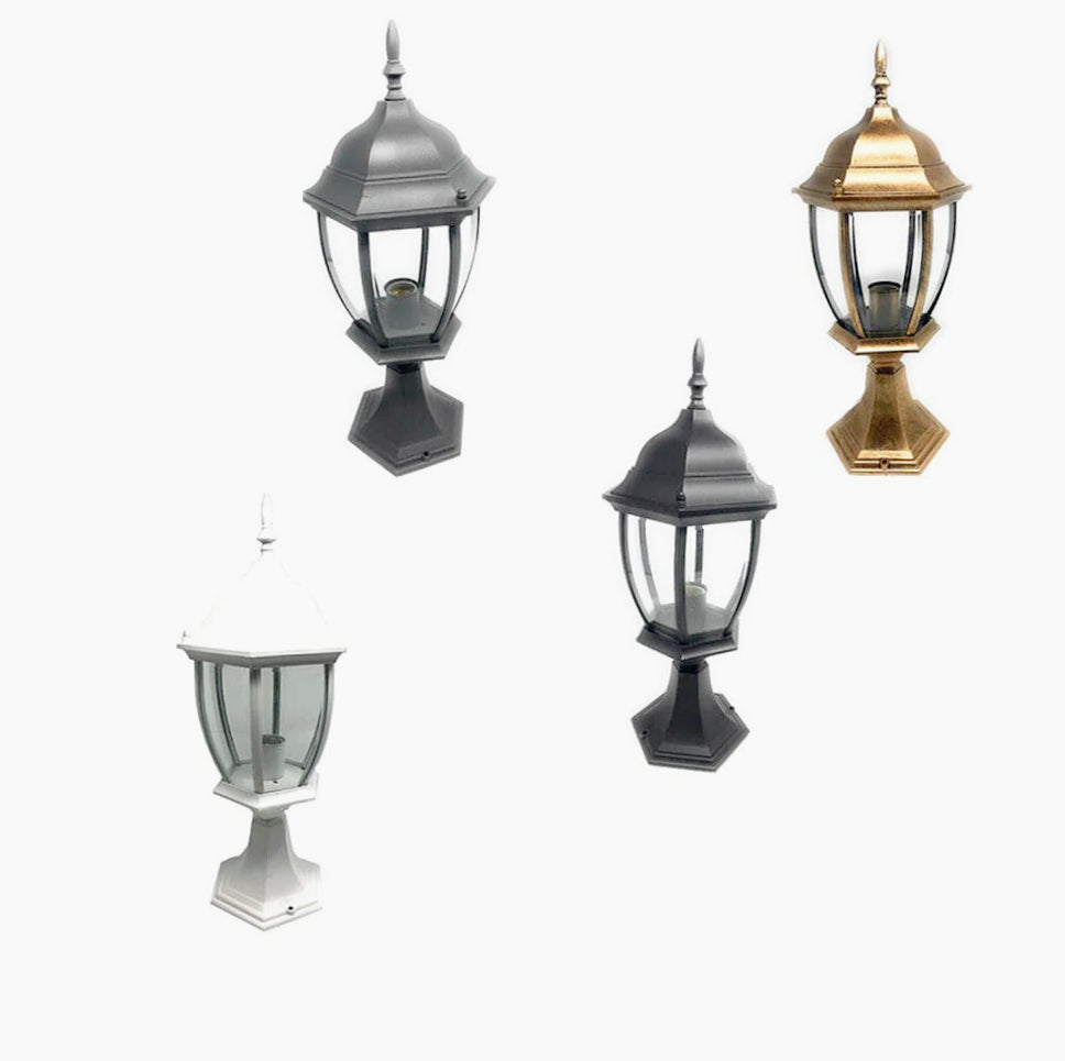 Lampione giardino da terra – Lanterna alluminio/vetro E27 - ambraled