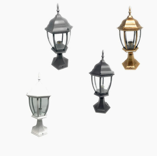 Lampione giardino da terra – Lanterna alluminio/vetro E27 - ambraled