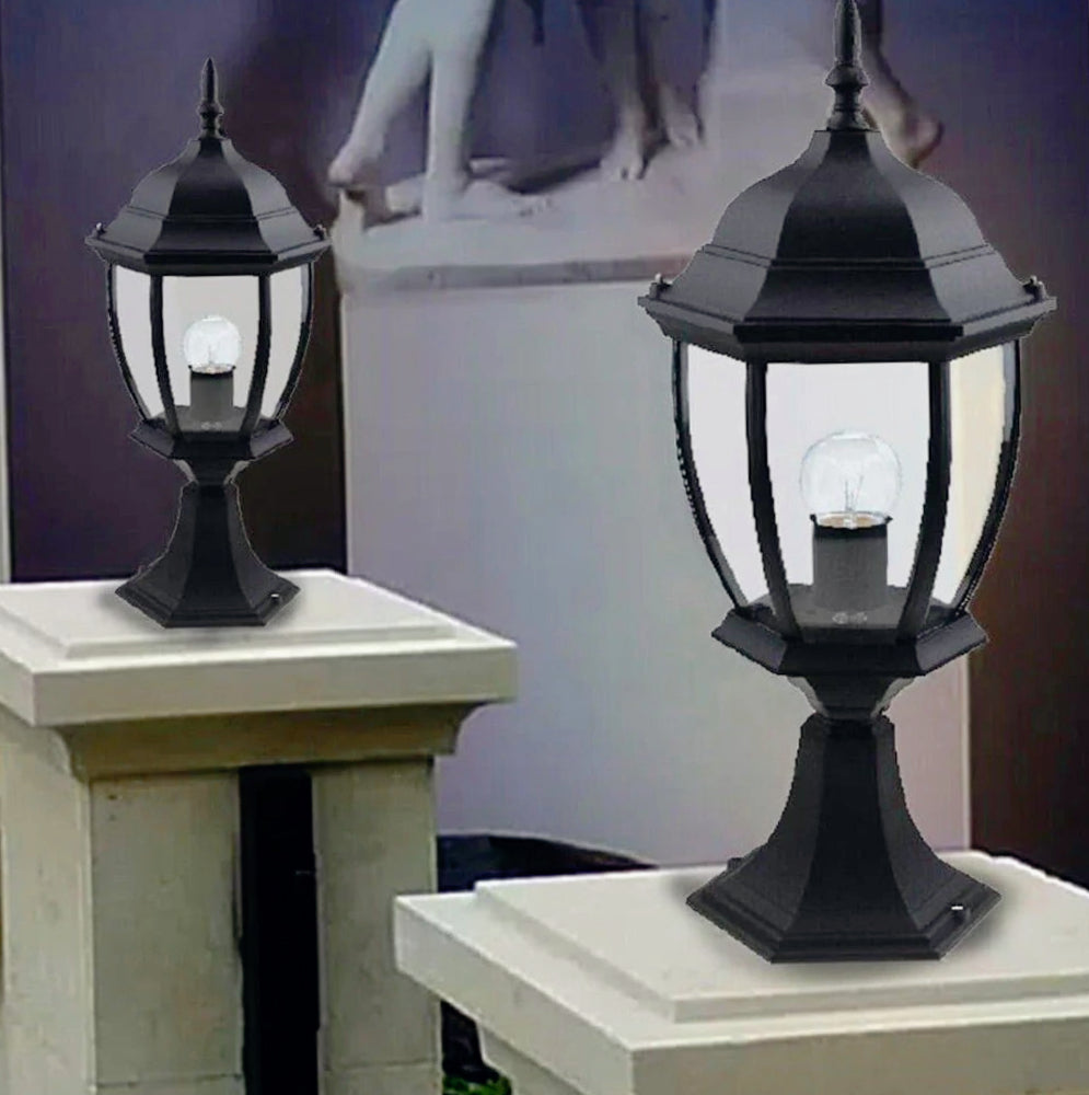 Lampione giardino da terra – Lanterna alluminio/vetro E27 - ambraled