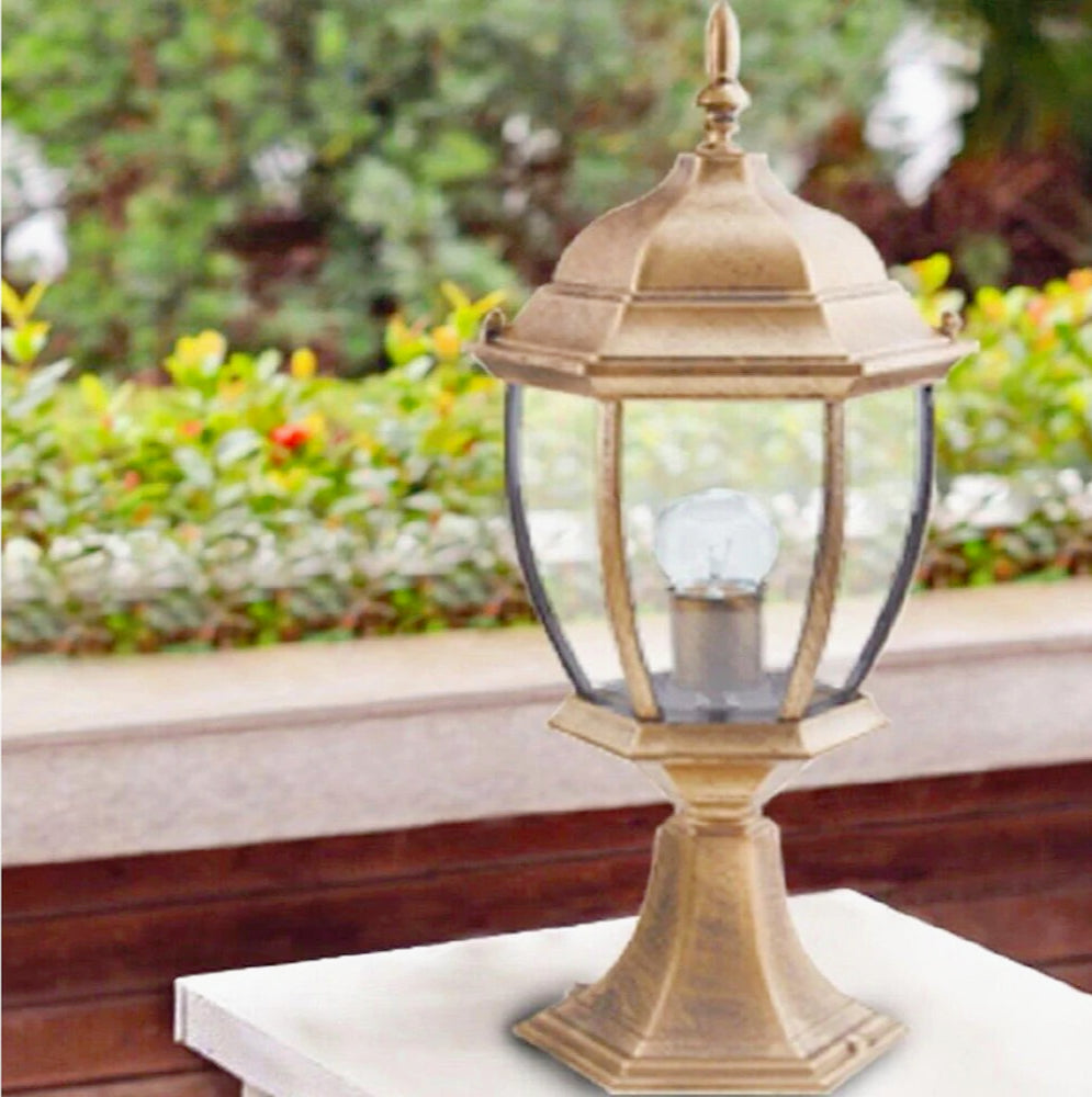Lampione giardino da terra – Lanterna alluminio/vetro E27 - ambraled