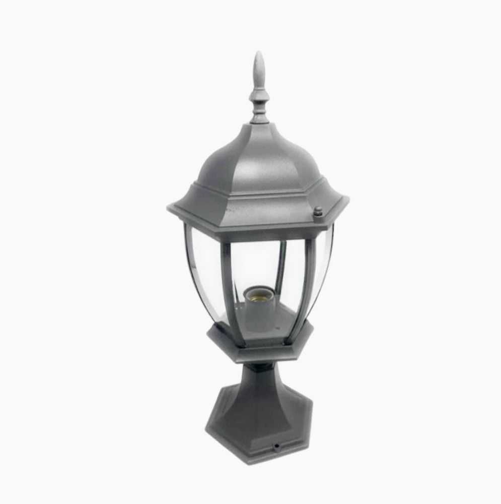 Lampione giardino da terra – Lanterna alluminio/vetro E27 - ambraled