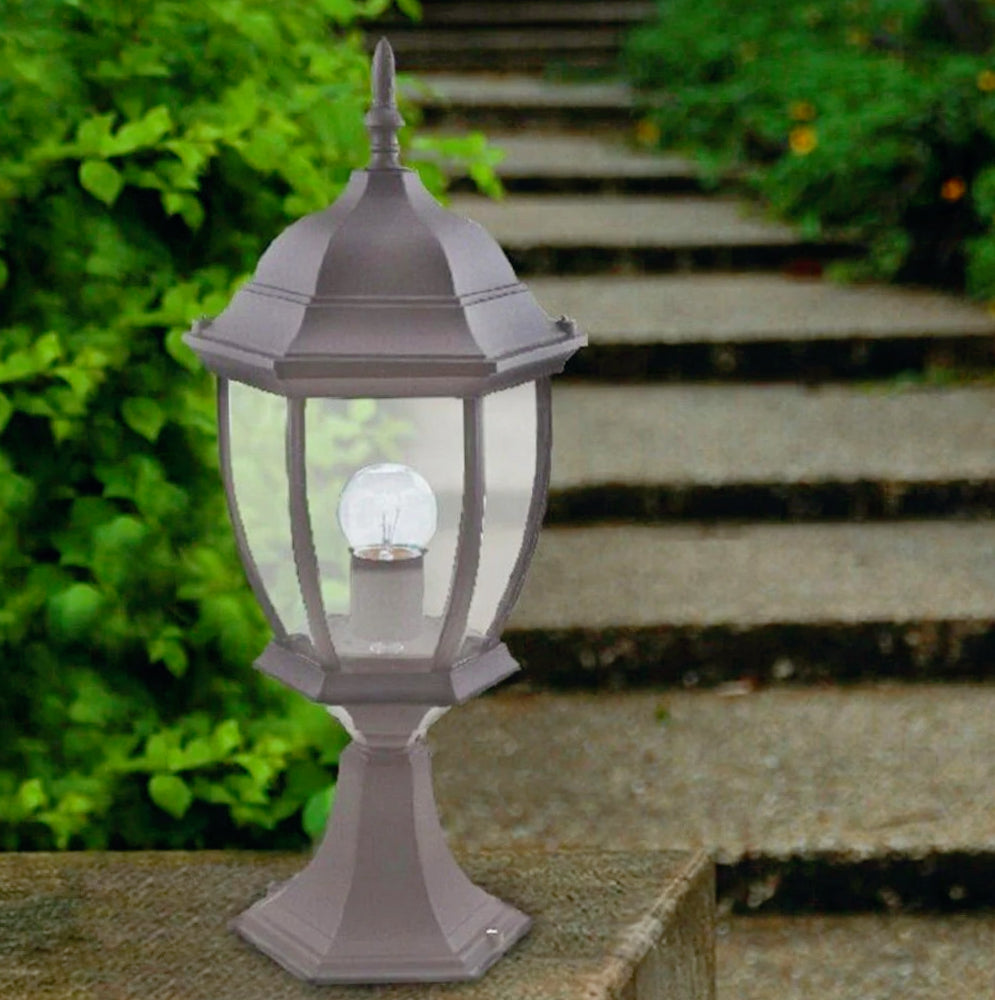Lampione giardino da terra – Lanterna alluminio/vetro E27 - ambraled